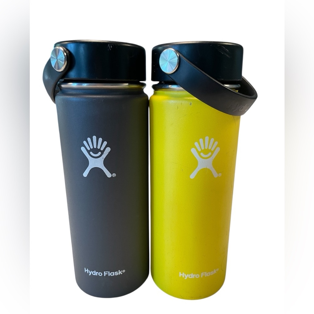 Hydro Flask Black and Yellow Bottles